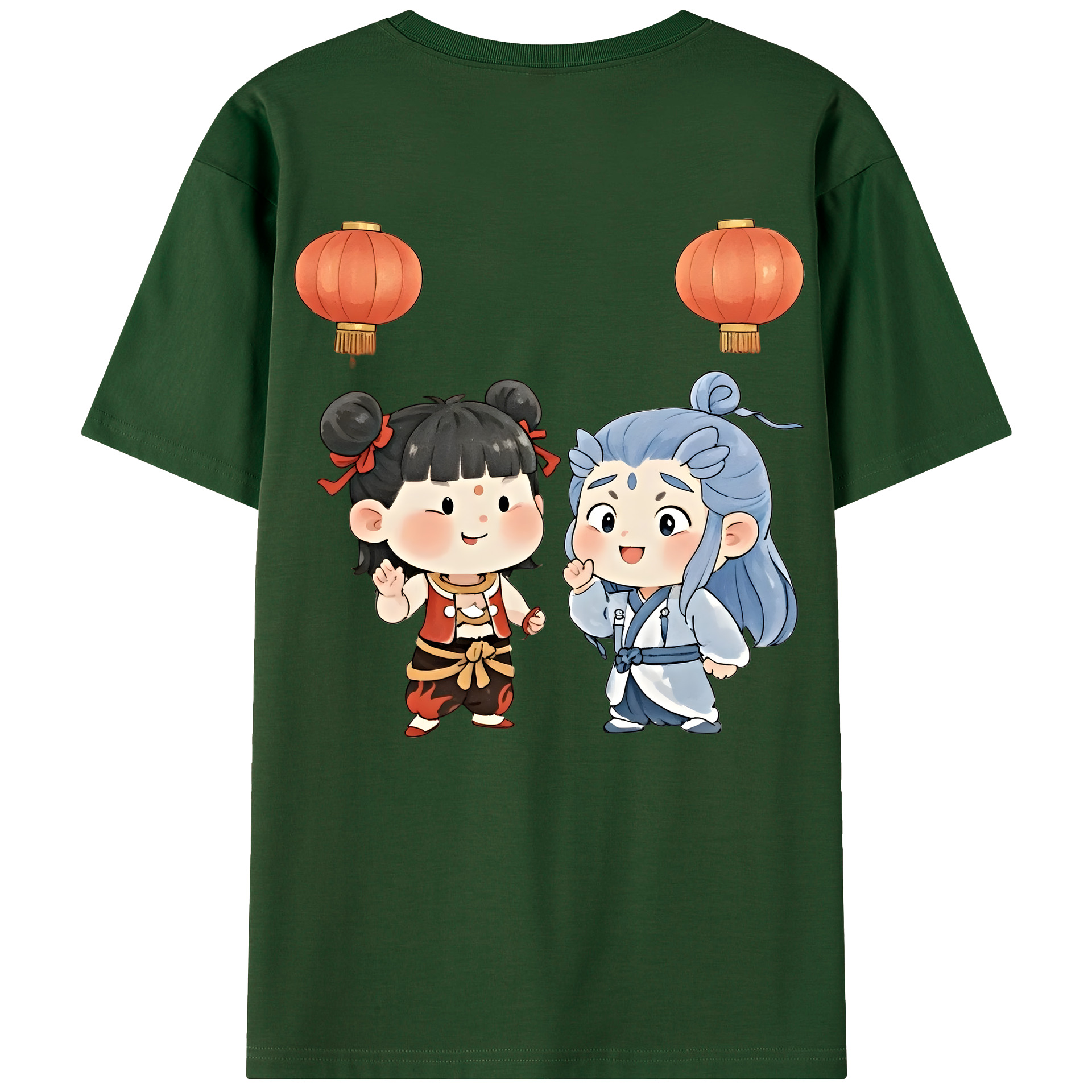 （画像用） Ne Zha 2 ナタ 魔童の大暴れ 綿100％半袖Tシャツ（背面プリント）